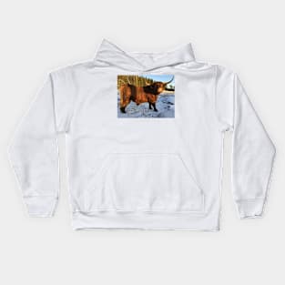 Scottish Highland Cattle Bull 2258 Kids Hoodie